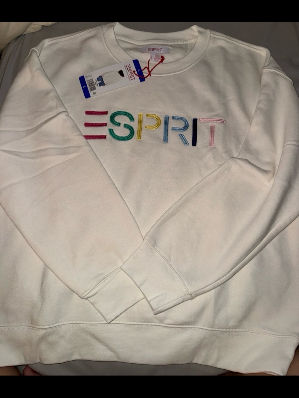 Esprit Cream Crewneck Sweatshirt with Multicolor Logo - Picture 5 of 5